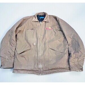 Vtg Tri Mountain Men's Quilt Lined Canvas Zip Detroit Jacket LT Ag Venture Logo